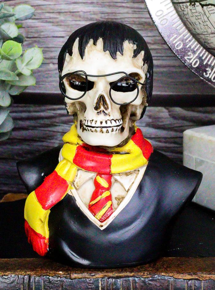 ebros gift Scary Potter Sorcerer Gryffindor Skeleton With Scarf And Glasses Mini Figurine