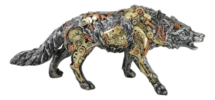Ebros Gift Sci Fi Prowling Steampunk Robotic Wolf With Sculpted Gearwork Clockwork Figurine