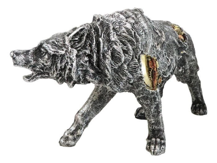 Ebros Gift Sci Fi Prowling Steampunk Robotic Wolf With Sculpted Gearwork Clockwork Figurine