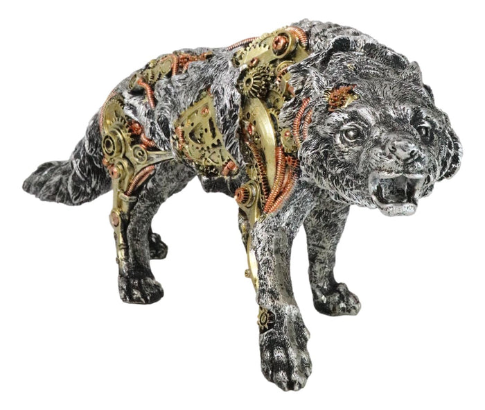 ebros gift Sci Fi Prowling Steampunk Robotic Wolf With Sculpted Gearwork Clockwork Figurine