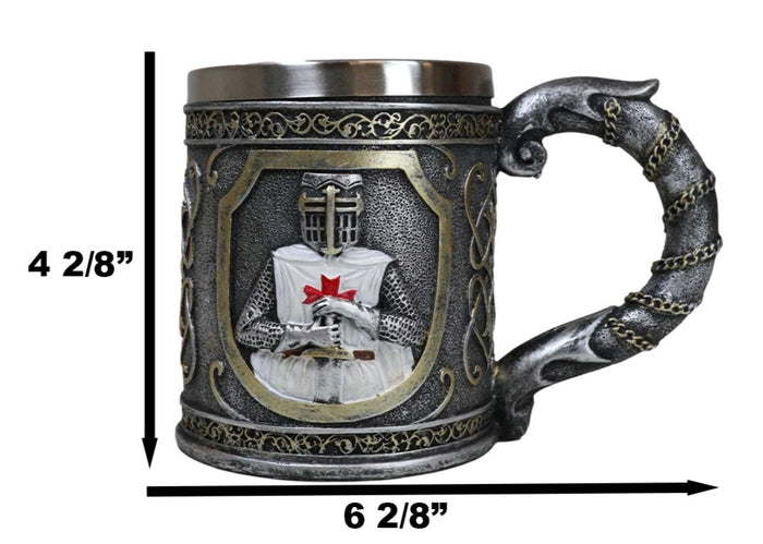 Ebros Gift Scroll Patterned Coat Of Arms Medieval Templar Crusader Knight Tankard Mug 15oz