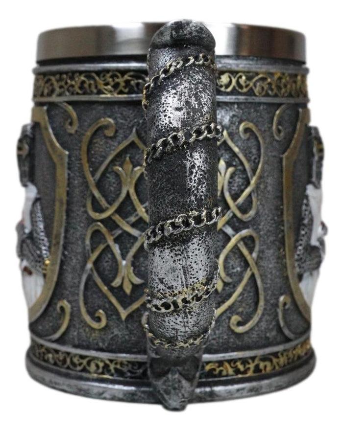 Ebros Gift Scroll Patterned Coat Of Arms Medieval Templar Crusader Knight Tankard Mug 15oz
