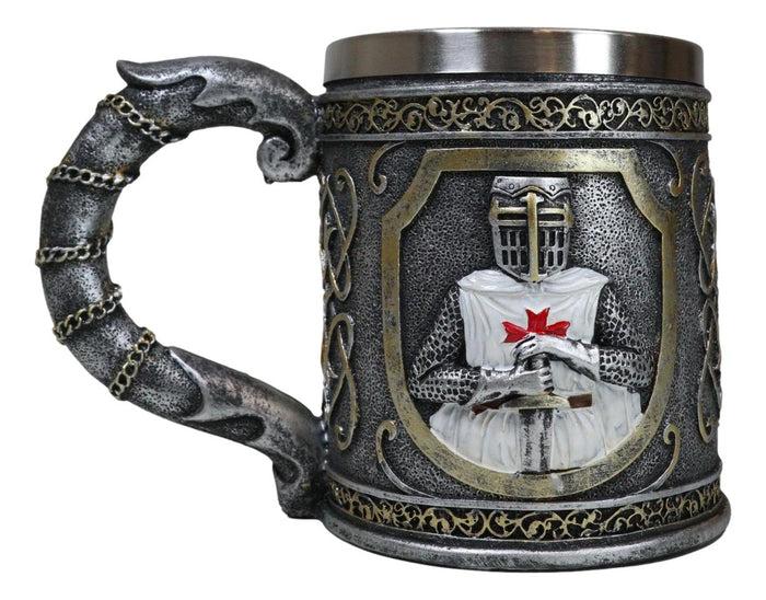 Ebros Gift Scroll Patterned Coat Of Arms Medieval Templar Crusader Knight Tankard Mug 15oz