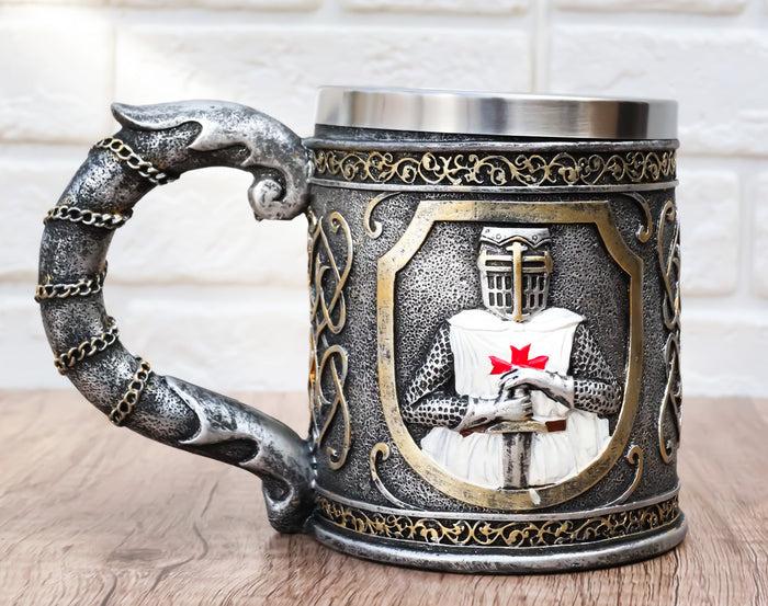 ebros gift Scroll Patterned Coat Of Arms Medieval Templar Crusader Knight Tankard Mug 15oz