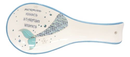Ebros Gift Sea Mermaid Kisses Starfish Wishes Ceramic Kitchen Utensil Spoon Rests Set Of 2