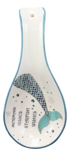 Ebros Gift Sea Mermaid Kisses Starfish Wishes Ceramic Kitchen Utensil Spoon Rests Set Of 2