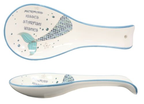 ebros gift Sea Mermaid Kisses Starfish Wishes Ceramic Kitchen Utensil Spoon Rests Set of 2