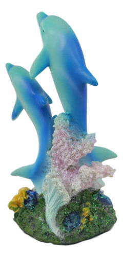 Ebros Gift Sea World Nautical Two Bottlenose Dolphins Swimming By Coral Reefs Statue 5.5"H