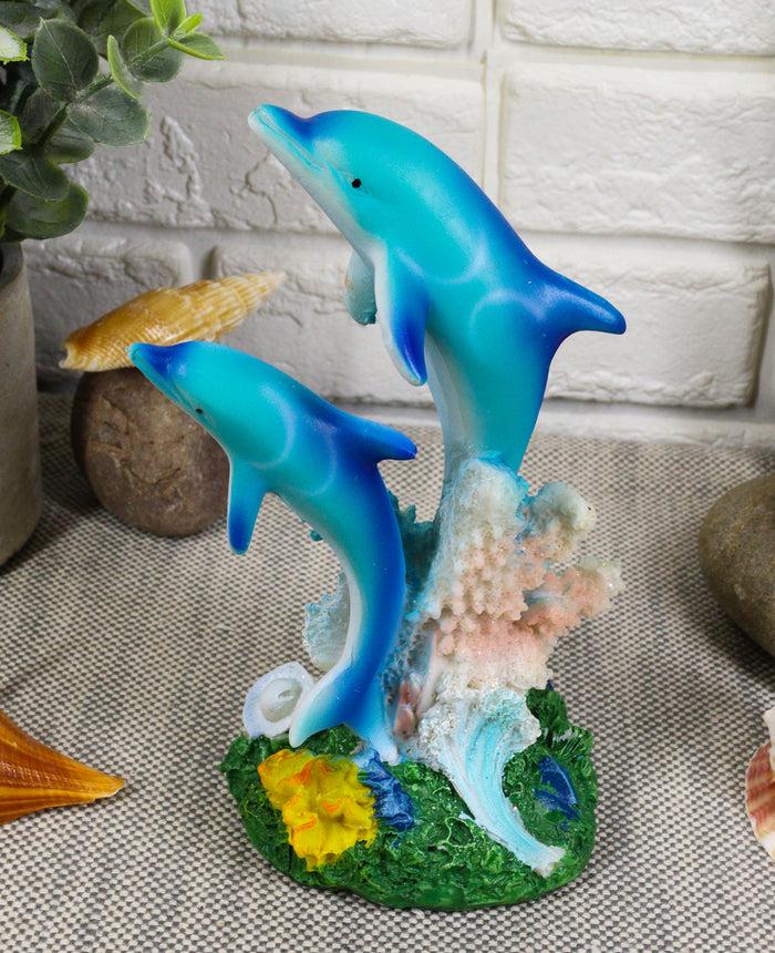 ebros gift Sea World Nautical Two Bottlenose Dolphins Swimming By Coral Reefs Statue 5.5"H