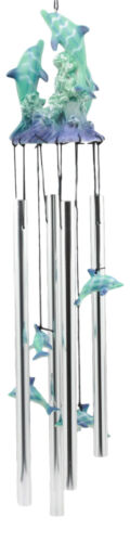 Ebros Gift Sea World Three Dolphins Launching Above Water Wind Chime Marine Life Nautical