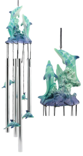 ebros gift Sea World Three Dolphins Launching Above Water Wind Chime Marine Life Nautical