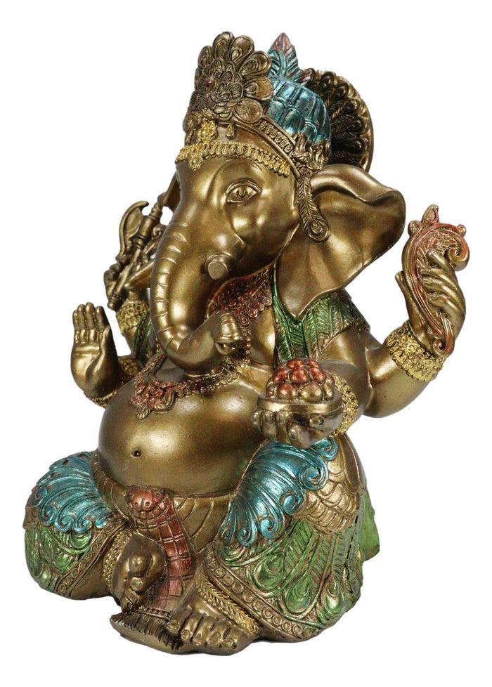 Ebros Gift Seated Hindu God Ganesha Ganapati Holding Trident Axe And Modaka Bowl Figurine