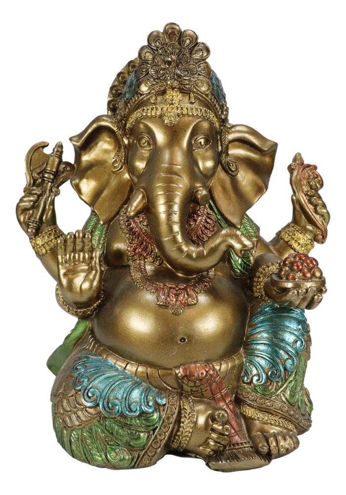 Ebros Gift Seated Hindu God Ganesha Ganapati Holding Trident Axe And Modaka Bowl Figurine