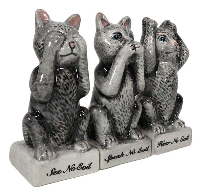 Ebros Gift See Hear Speak No Evil Cats Trio Toothpick Holder Salt And Pepper Shakers Set