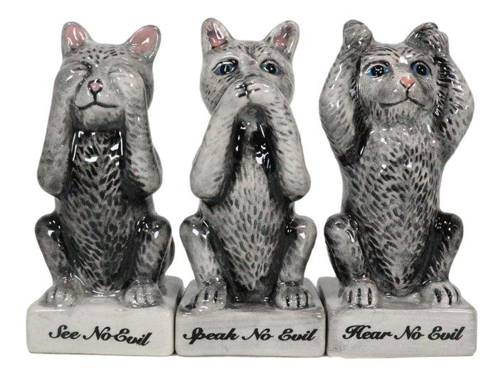 Ebros Gift See Hear Speak No Evil Cats Trio Toothpick Holder Salt And Pepper Shakers Set