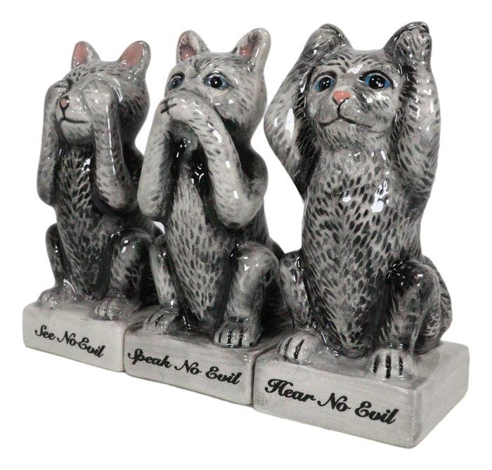 Ebros Gift See Hear Speak No Evil Cats Trio Toothpick Holder Salt And Pepper Shakers Set
