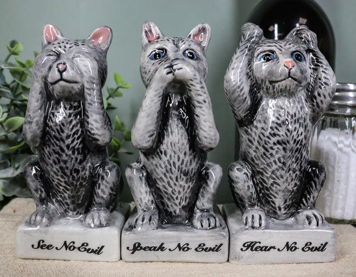 ebros gift See Hear Speak No Evil Cats Trio Toothpick Holder Salt And Pepper Shakers Set