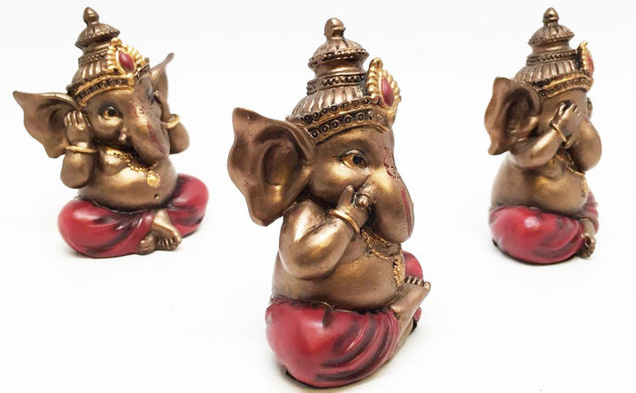 Ebros Gift See Hear Speak No Evil Ganesha Figurines Painted Bronze Sculptures Hindu God