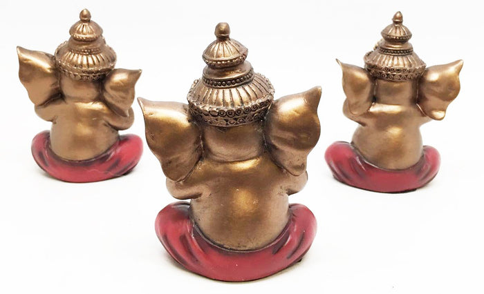 Ebros Gift See Hear Speak No Evil Ganesha Figurines Painted Bronze Sculptures Hindu God
