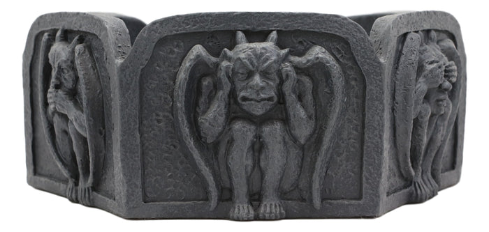 Ebros Gift See Hear Speak No Evil Gargoyles Hexagon Ashtray With Celtic Knotwork Figurine