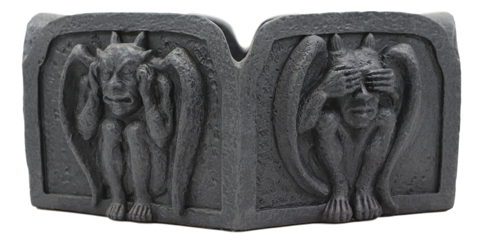 Ebros Gift See Hear Speak No Evil Gargoyles Hexagon Ashtray With Celtic Knotwork Figurine