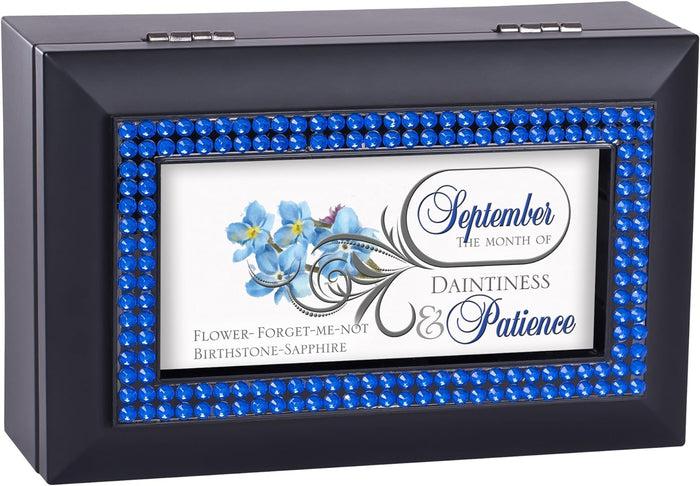 Ebros Gift September Month Peridot Birthstone Patience Daintiness Black Musical Trinket Box