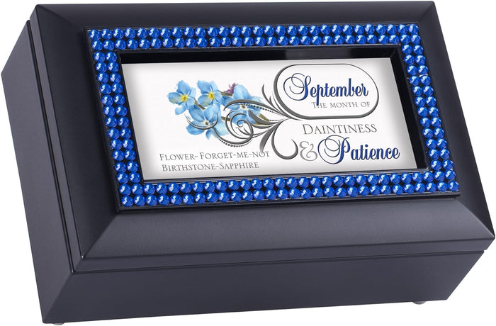 ebros gift September Month Peridot Birthstone Patience Daintiness Black Musical Trinket Box