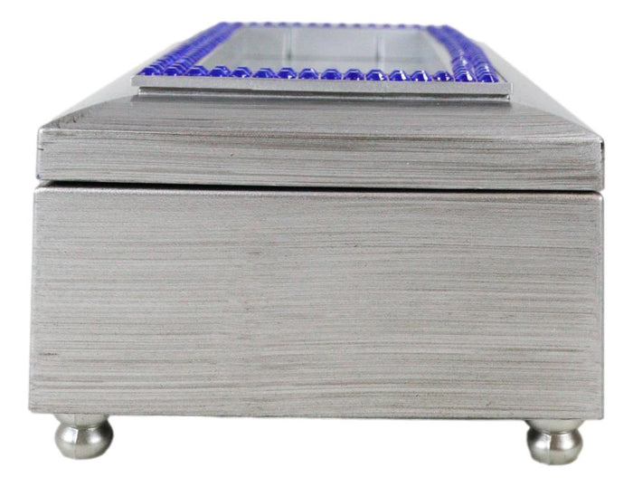 Ebros Gift September Sapphire Patience And Love Birthstones Silver Tone Musical Trinket Box