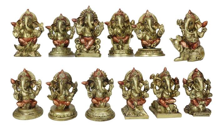 ebros gift Set of 12 Hindu Elephant God Ganapati Ganesha In Baby Form Miniature Figurines