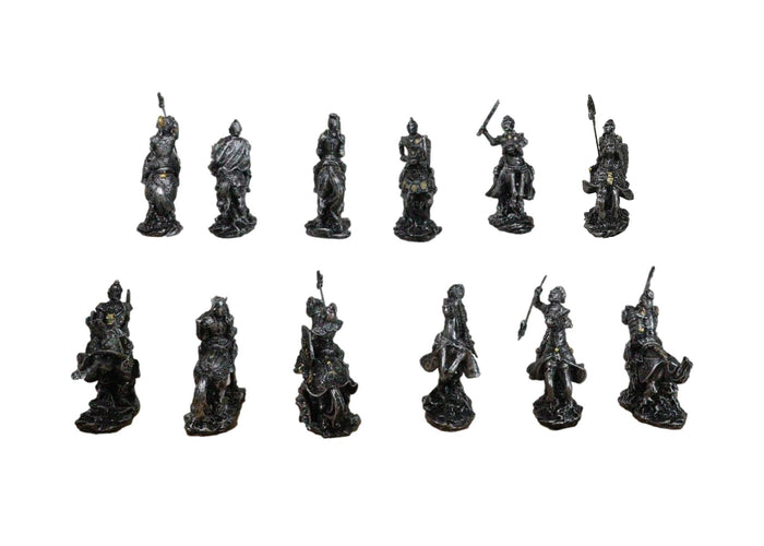 Ebros Gift Set Of 12 Medieval Armored Cavalry Horse Knights In Suit Of Armor Figurines