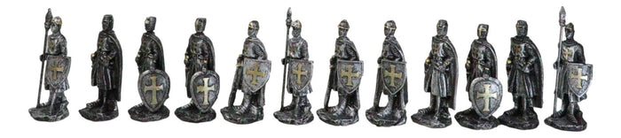 Ebros Gift Set Of 12 Medieval Crusader Knights Foot Soldiers In Suit Of Armor Figurines