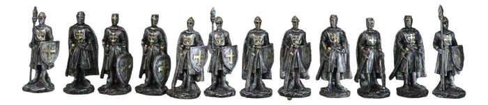Ebros Gift Set Of 12 Medieval Crusader Knights Foot Soldiers In Suit Of Armor Figurines