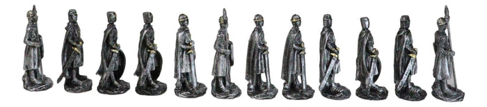 Ebros Gift Set Of 12 Medieval Crusader Knights Foot Soldiers In Suit Of Armor Figurines