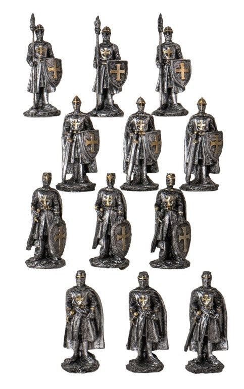 ebros gift Set of 12 Medieval Crusader Knights Foot Soldiers In Suit of Armor Figurines