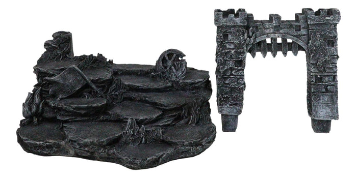 Ebros Gift Set Of 12 Mini Armored Knights On Horses And Medieval Castle Drawbridge Display