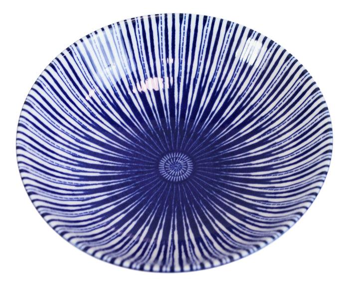 Ebros Gift Set Of 12 Modern White Blue Geometric Focus 12oz Rice Soup Sauce Meal Wide Bowls