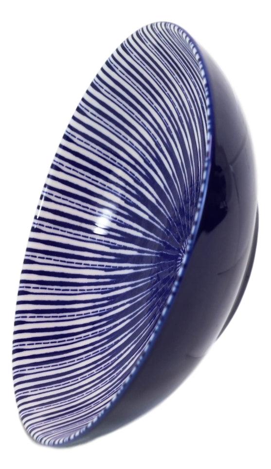 Ebros Gift Set Of 12 Modern White Blue Geometric Focus 12oz Rice Soup Sauce Meal Wide Bowls