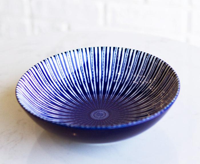 ebros gift Set Of 12 Modern White Blue Geometric Focus 12oz Rice Soup Sauce Meal Wide Bowls