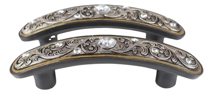 Ebros Gift Set Of 12 Western Floral Filigree Lace Silver Bling Drawer Cabinet Bar Pulls