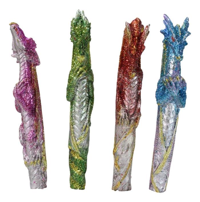 Ebros Gift Set Of 16 Colorful Glittering Medieval Fantasy Dragon Figural Ball Point Pens