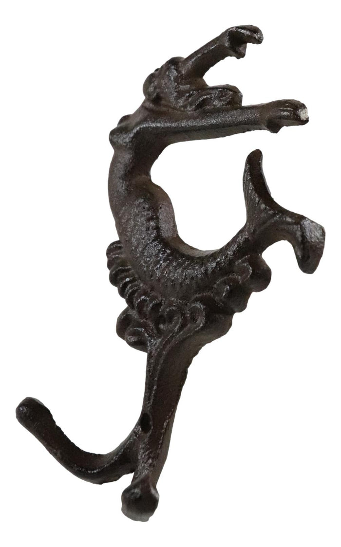 Ebros Gift Set Of 2 Cast Iron Mermaid Ariel Above The Waves Rustic Double Wall Coat Hooks