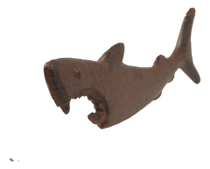 Ebros Gift SET OF 2 Cast Iron Nautical Attacking Jaws Great White Shark Beer Bottle Opener