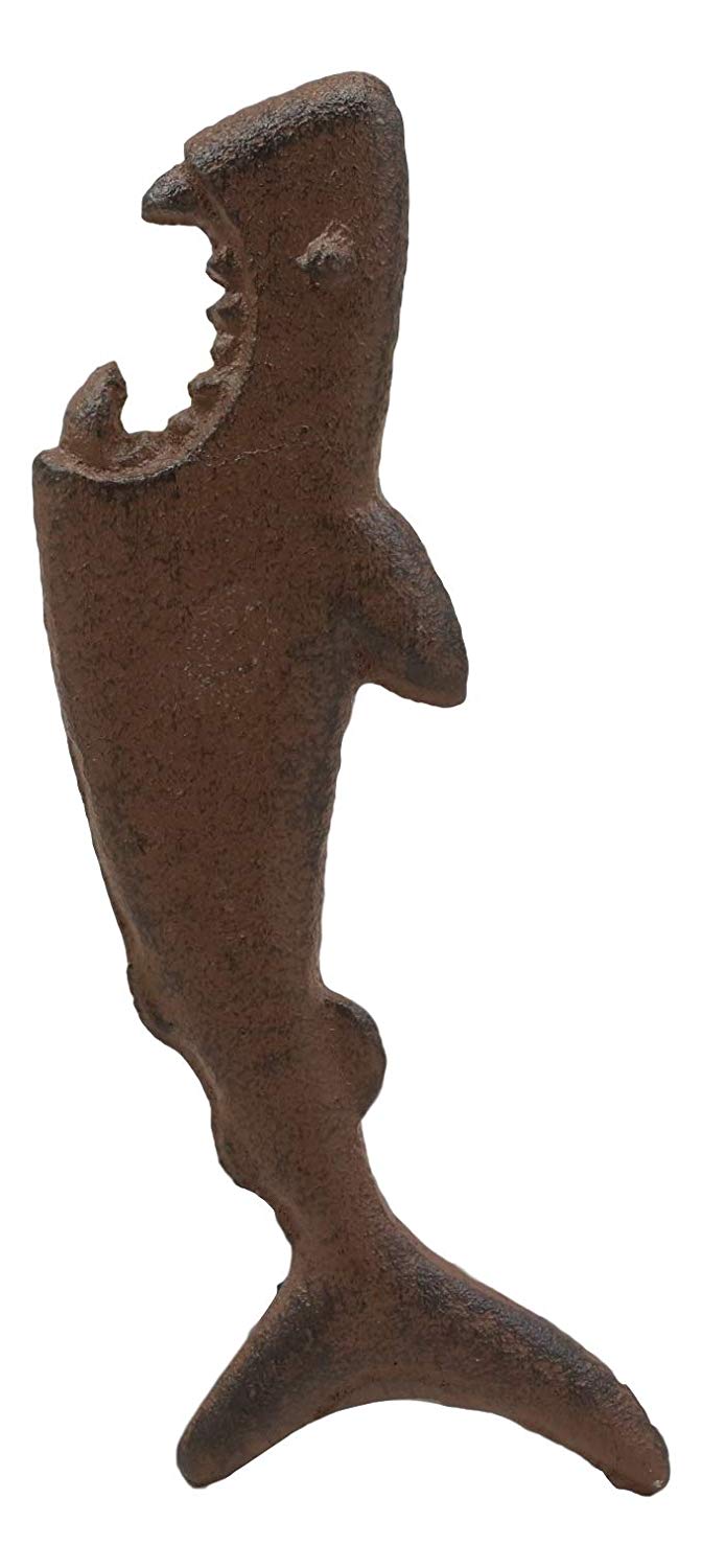 Ebros Gift SET OF 2 Cast Iron Nautical Attacking Jaws Great White Shark Beer Bottle Opener
