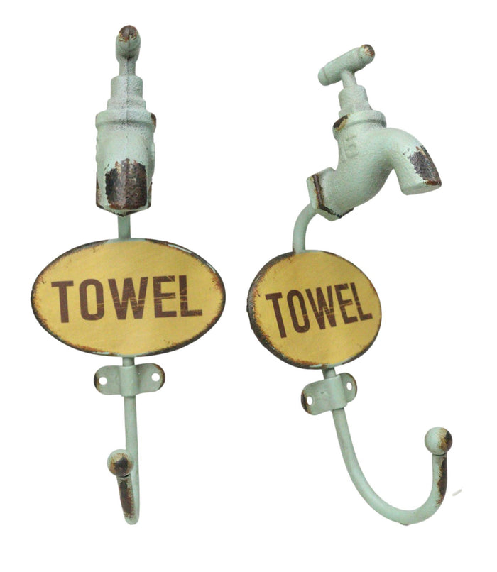 ebros gift Set Of 2 Cast Iron Vintage Old Fashioned Spigot Faucet Towel Coat Wall Hooks