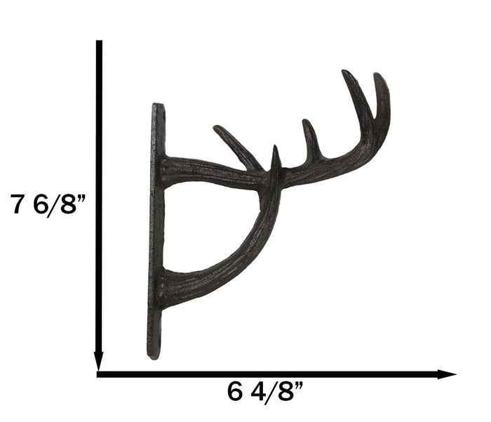 Ebros Gift Set Of 2 Cast Iron Vintage Western Rustic Deer Antlers Multi Point Wall Hooks