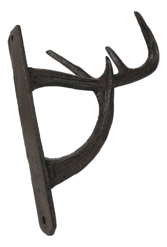 Ebros Gift Set Of 2 Cast Iron Vintage Western Rustic Deer Antlers Multi Point Wall Hooks