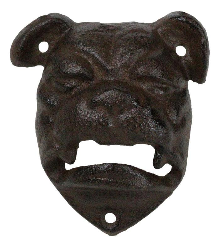 ebros gift Set Of 2 Cast Iron Western Rustic Canine Dog Bulldog Wall Beer Bottle Opener