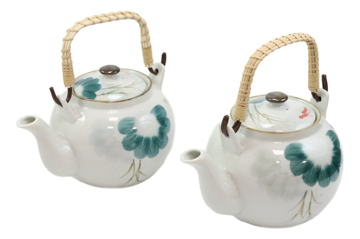 Ebros Gift Set Of 2 Feng Shui Yin Yang Koi Fish Pair In Pond Ceramic Tea Pot 38oz Teapots