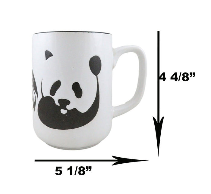 Ebros Gift Set Of 2 Giant Panda Bear Abstract Silhouette Art Ceramic Coffee Tea Mug Cup