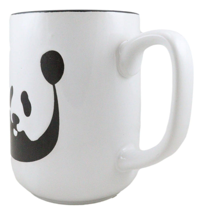 Ebros Gift Set Of 2 Giant Panda Bear Abstract Silhouette Art Ceramic Coffee Tea Mug Cup